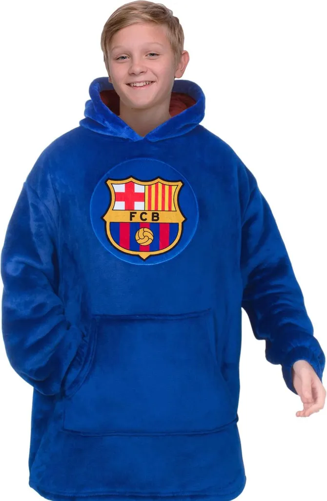 Sweat oversize FC Barcelone enfant 6-10 ans, polaire chaude bleu GF1029