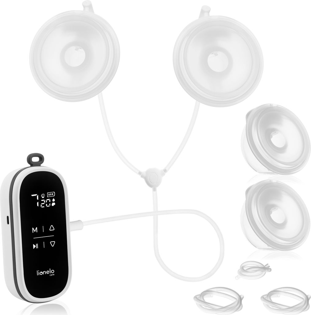 Lionelo Twee Free - Doppelte elektrische hands-free Milchpumpe - 3 Modi - 9 Leistungsstufen - 120 Min Akku - 150 ml Schalen