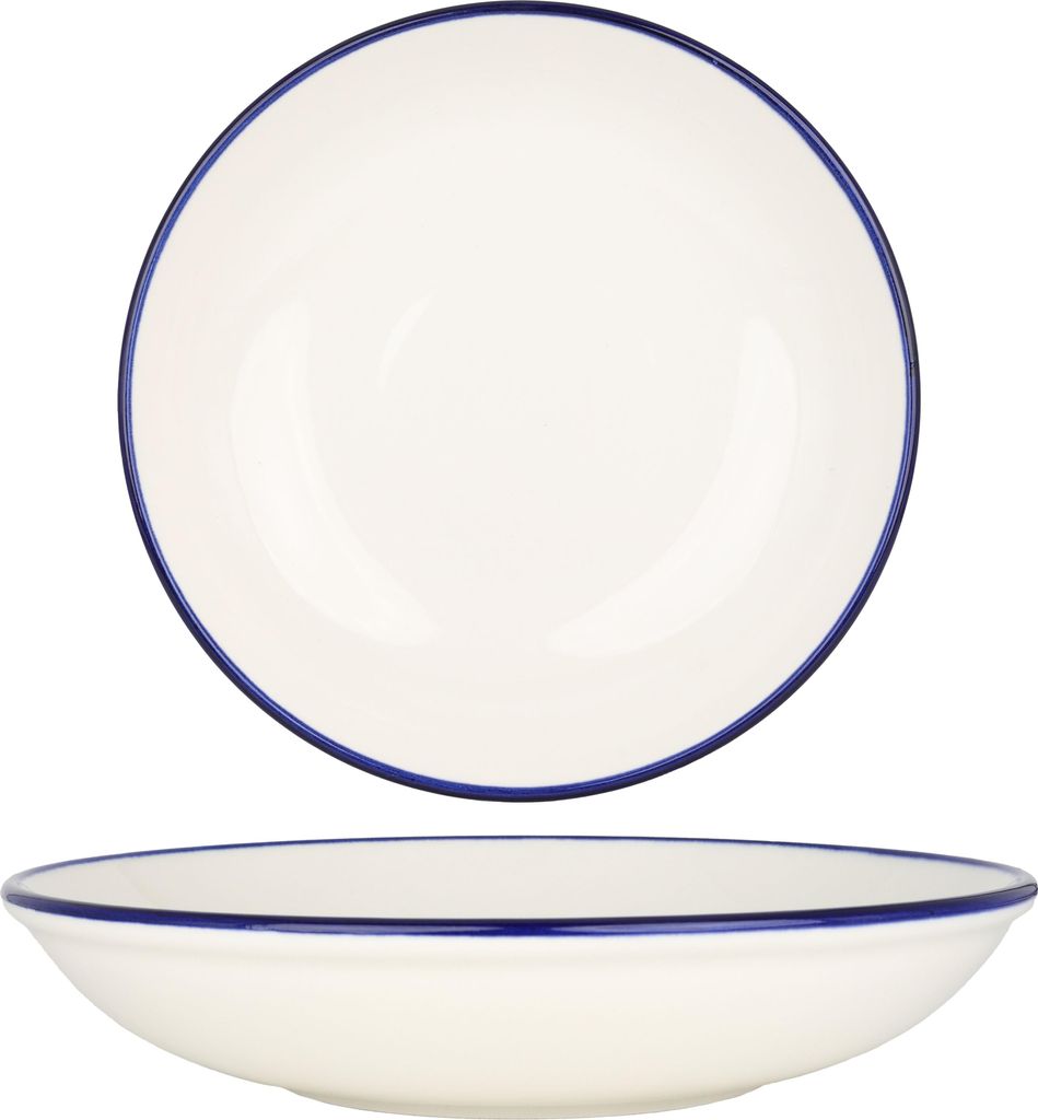 Piatti fondi Rinart - Bordo blu - Porcellana - 20 cm Immagine del prodotto 