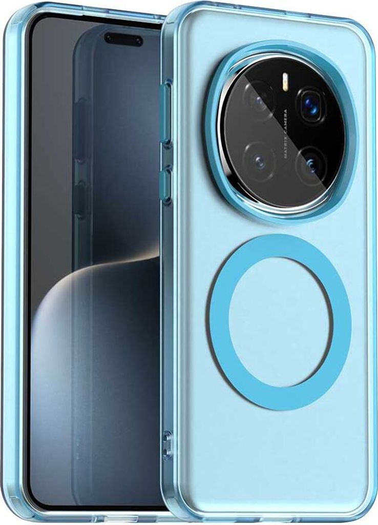 Magnetisch Hülle für Honor Magic 7 Pro, Schlank Durchscheinend Matt Stoßfest Handyhülle Blau
