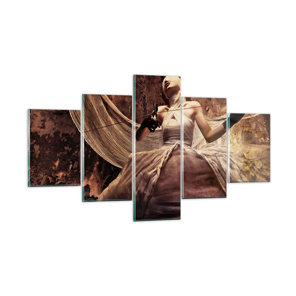 Bilder auf glas - Bandage Künstler String - 125x70cm - Glasbilder - Wandbilder - Kunstdruck - zum Aufhängen bereit - Wanddekoration aus Glas - Gl...