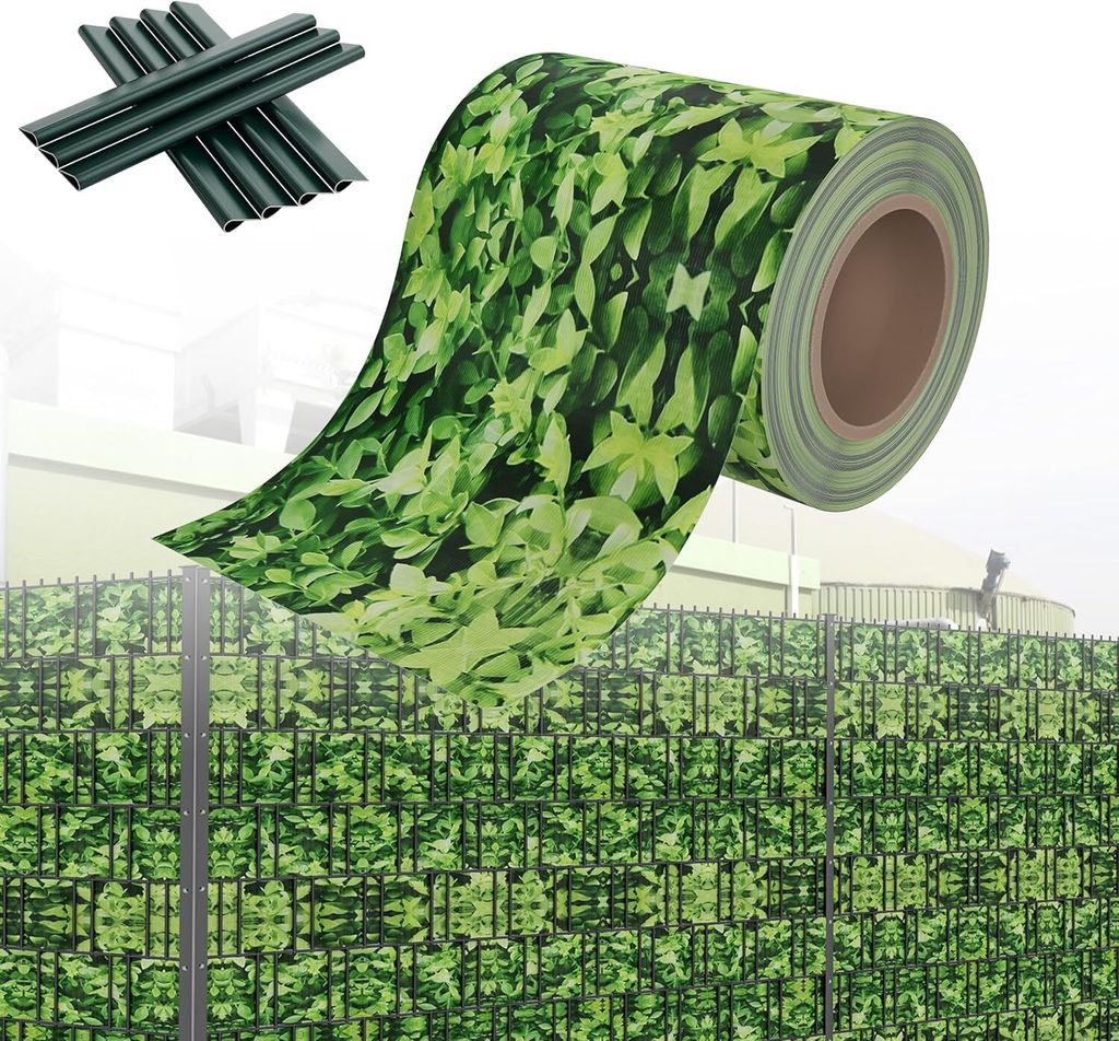 Sessamen-LP PVC Sichtschutzstreifen Sichtschutz Sichtschutzfolie Doppelstabmatten Zaun 35m x 19 cm mit 20 Stücke Befestigungsclipse Gartenzaun Win...