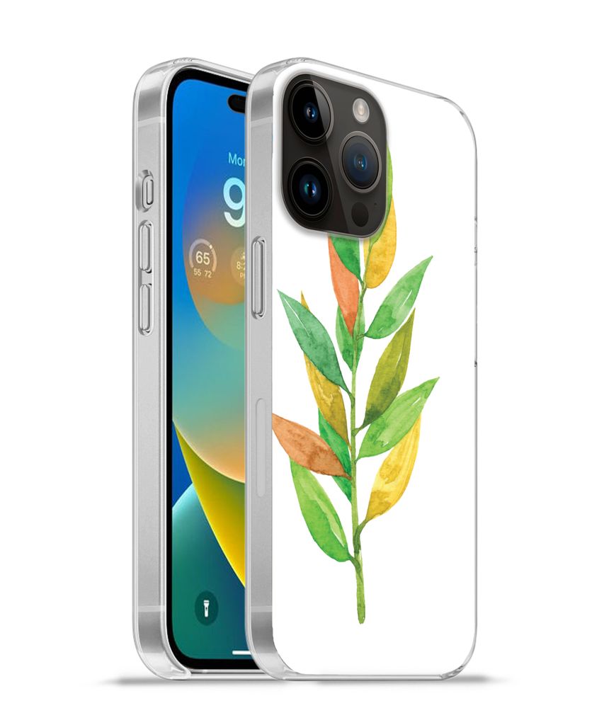 MuchoWow Handyhülle Schutzhülle Hülle für Apple iPhone 14 Pro - Softcase Aquarelle - Blätter - Pflanzen Silikon Softcase Handy Hülle - Umsc...