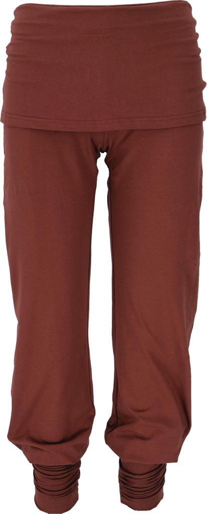 Yoga-Hose mit Minirock in Bio-Qualität - Dattelbraun, Damen, Baumwolle(Bio),Elasthan, Größe: M