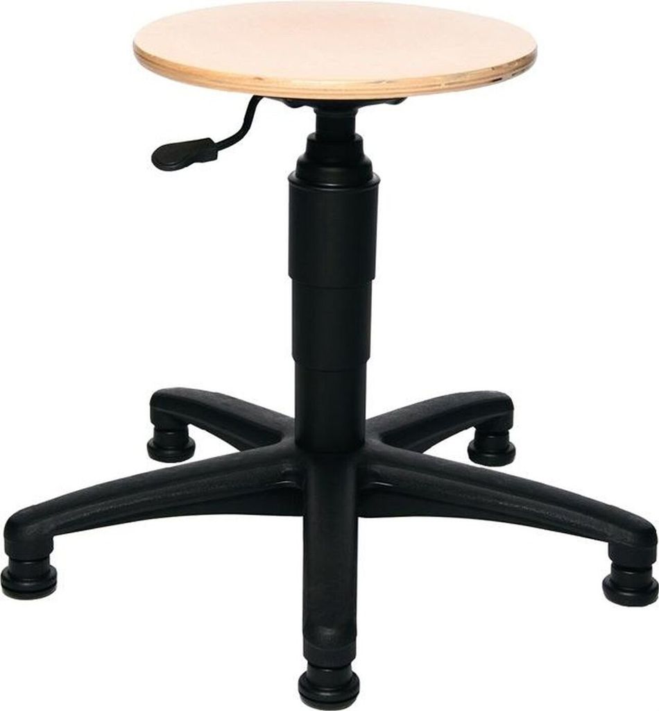 Drehhocker m.Bodengl.Buche natur Sitz-H.390-520mm TOPSTAR Produktbild 1