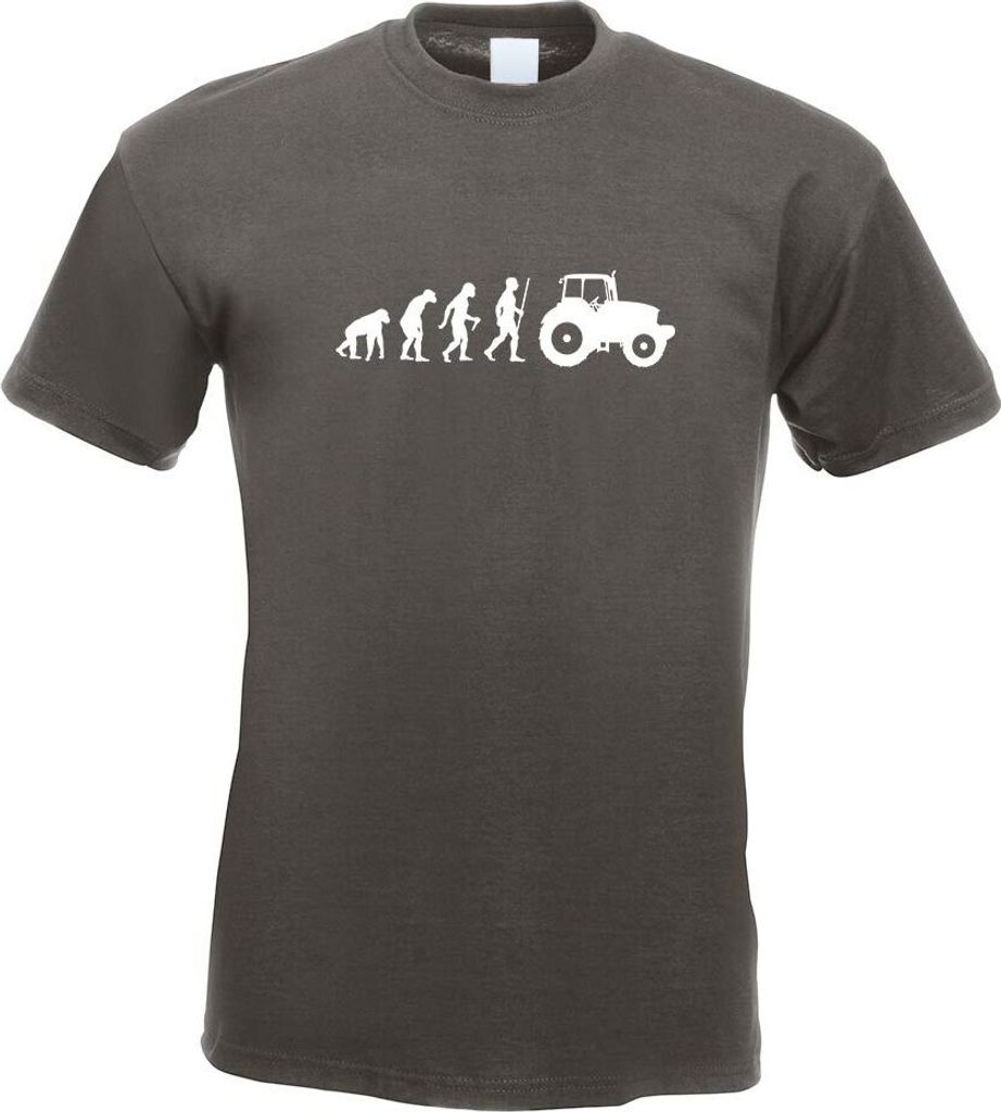 Kiwistar - T-Shirt - Graphit - Landwirt Traktor Evolution Motiv Bedruckt Funshirt Design Print - mit Motiv Bedruckt - Funshirt Design - Sport - Fre...