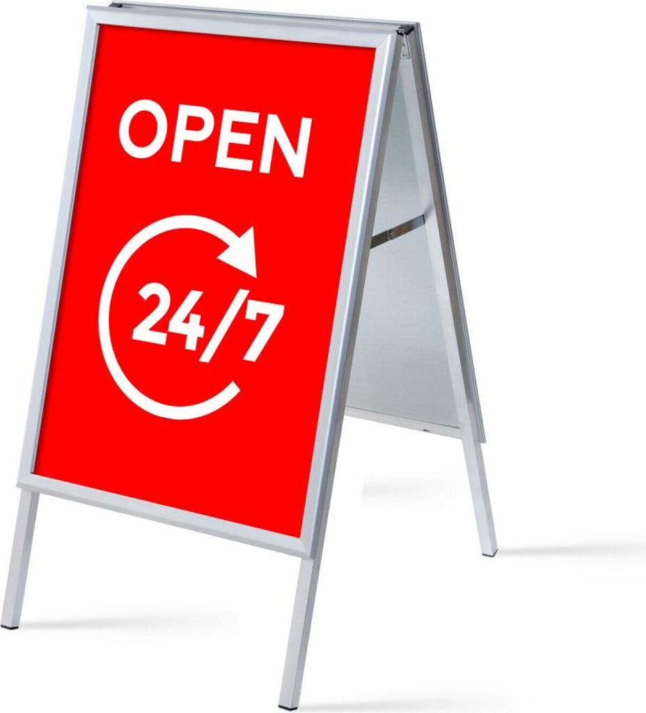Showdown Kundenstopper - DIN A1 - Komplett-Set - Open 24/7 Englisch - Rot/Schwarz