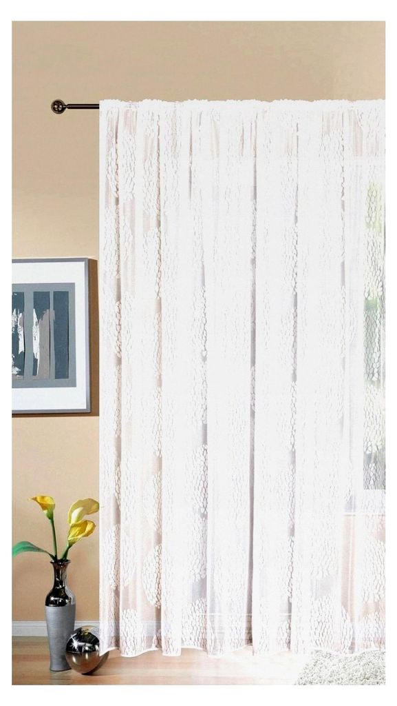 Gardine Store Jacquard Fabio HxB 225x300 cm Kräuselband Universalband Weiß Kreismuster Transparent Voile Vorhang Wohnzimmer