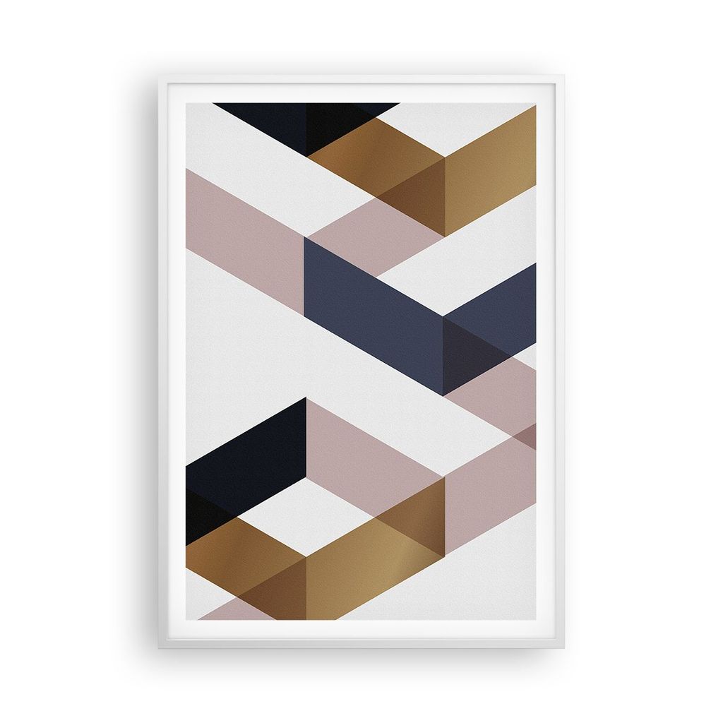 Gerahmtes Poster - Weißer Rahmen - Abstraktion Muster Diamant - 70x100 cm - Wand Bild - Wanddeko - Wandbilder - Wandposter - Bilderrahmen - Bilder...