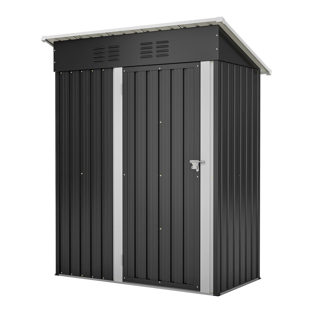 Metall Geräteschuppen Gerätehaus XL mit Pultdach Schuppen 1m² Anthrazit Metall-Geräteschuppen Lagerschuppen im Freien mit Handschuhe