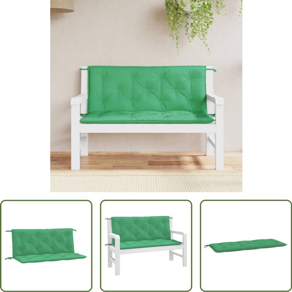 The Living Store Gartenbank-Auflagen 2 Stk. Grün 120x50x7 cm Oxford-Gewebe