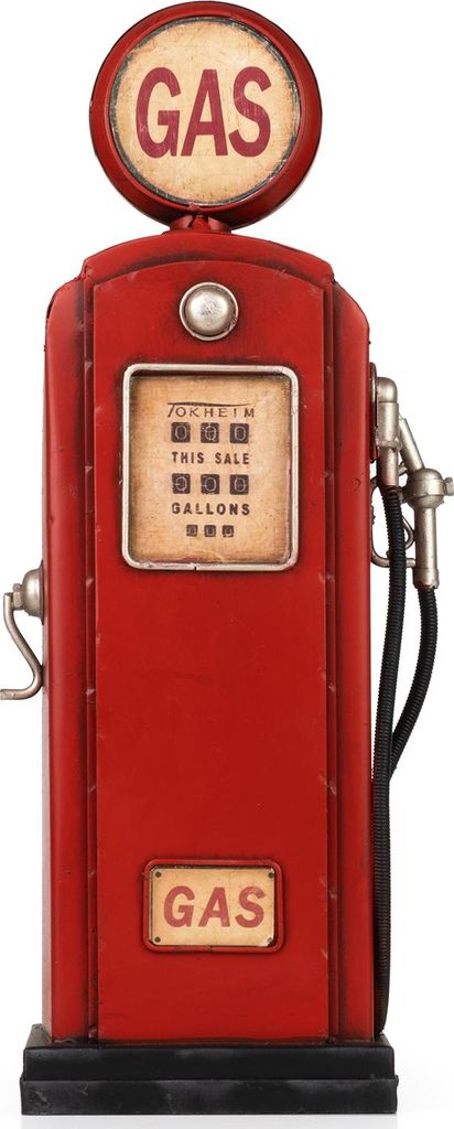 Moritz Blech-Deko Spardose Zapfsäule Gas rot Blechdekoration Blechmodell Modellauto Retro Sammlerstück Vintage Deko Nostalgie Antik Style
