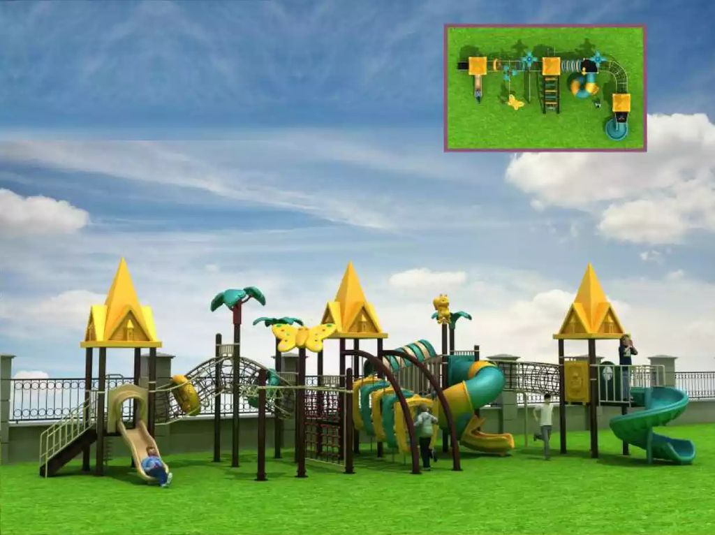 Spielplatz im Freien für Kinder Spielplatz Rutschen Kinderkletterwand