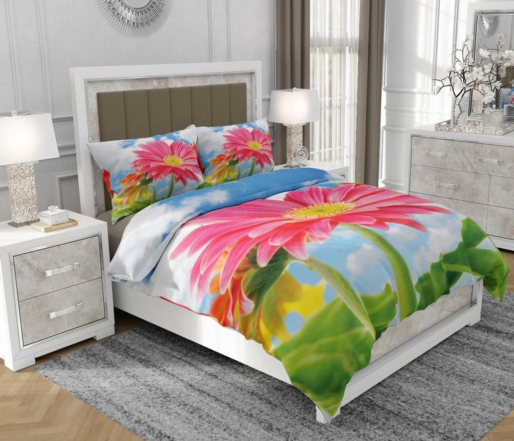 Bettwäsche 200x220 cm + 2x70x80 cm, 3-teilig, 100% Baumwolle, Satin, Reißverschluss, Bunt - SOVIO | So.0127
