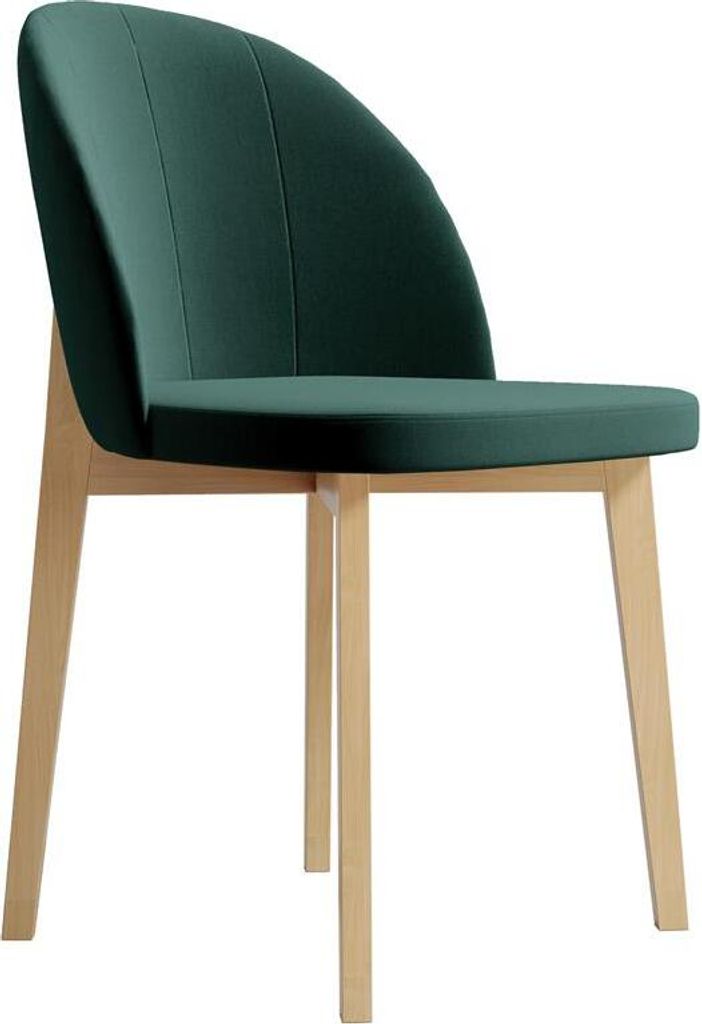 Stuhl Luxor II mit Holzbeine, Polsterstuhl im modernes Design für Esszimmer (Stoff: riviera 38 - grün, Beinfarbe: Buche)
