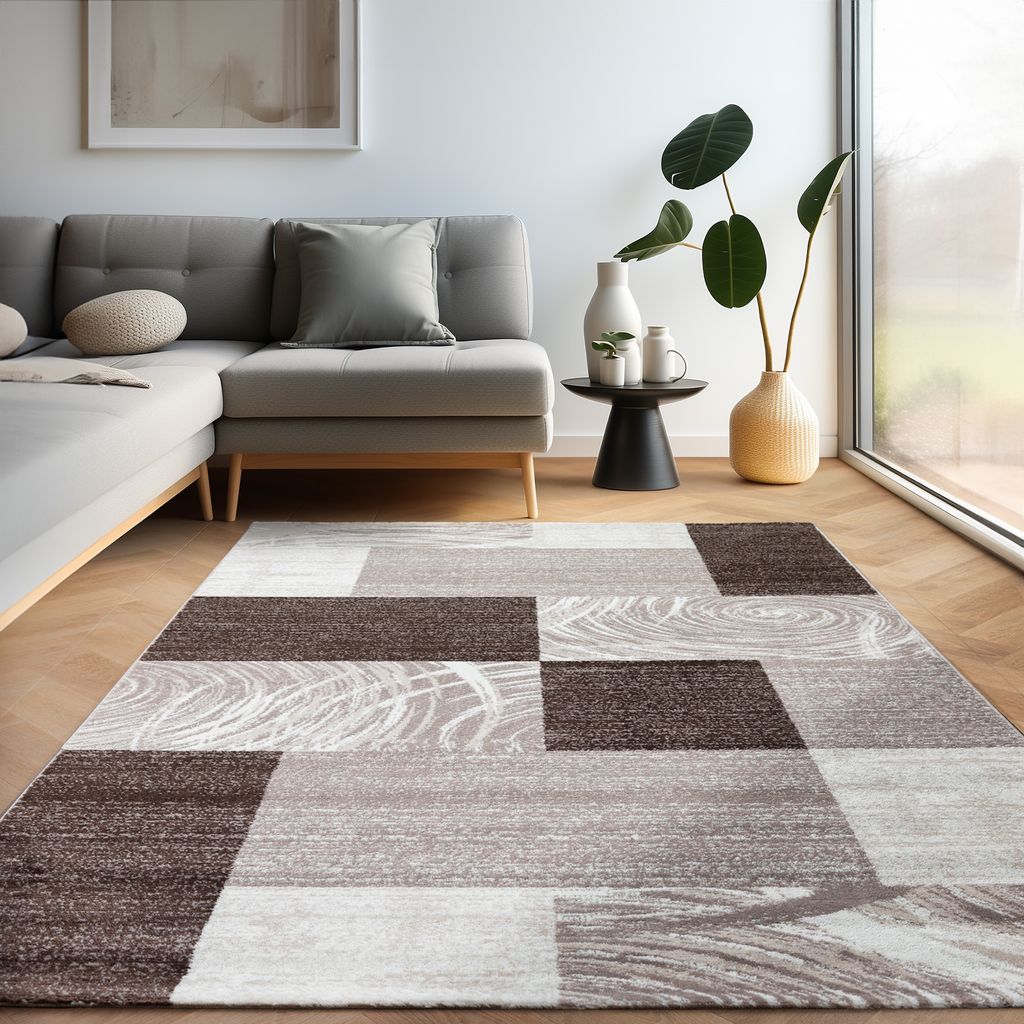 Moderner Designteppich mit dynamischem Schwungmuster - Produktbild 