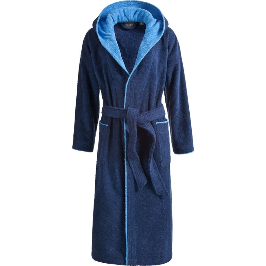 Egeria Bademantel Cairo l Größe XL l Farbe 385 Dark Blue l Reine Baumwolle