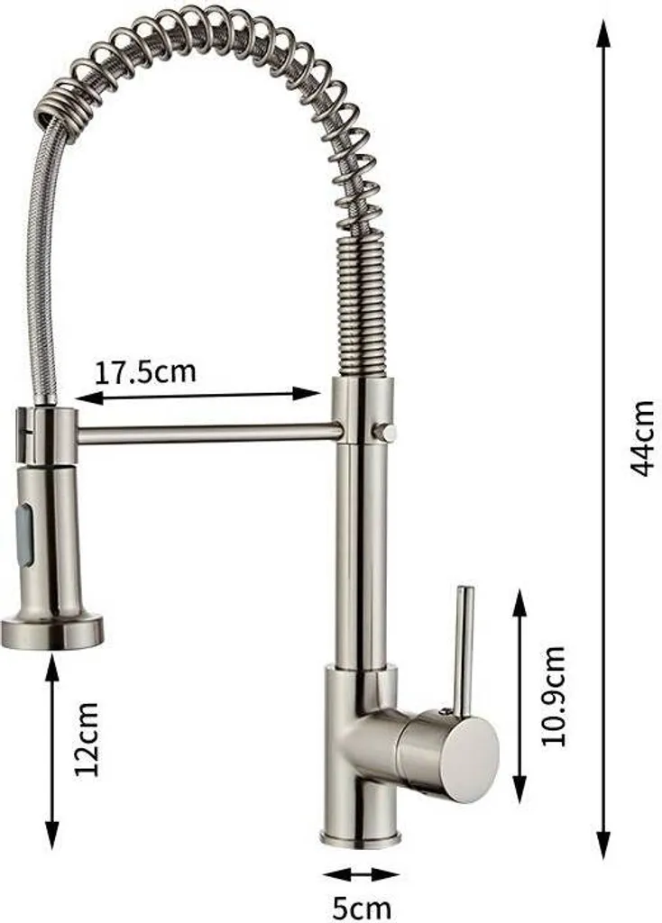 Rubinetto Miscelatore Nero Cucina Professionale | Molla 360° Spray - 11