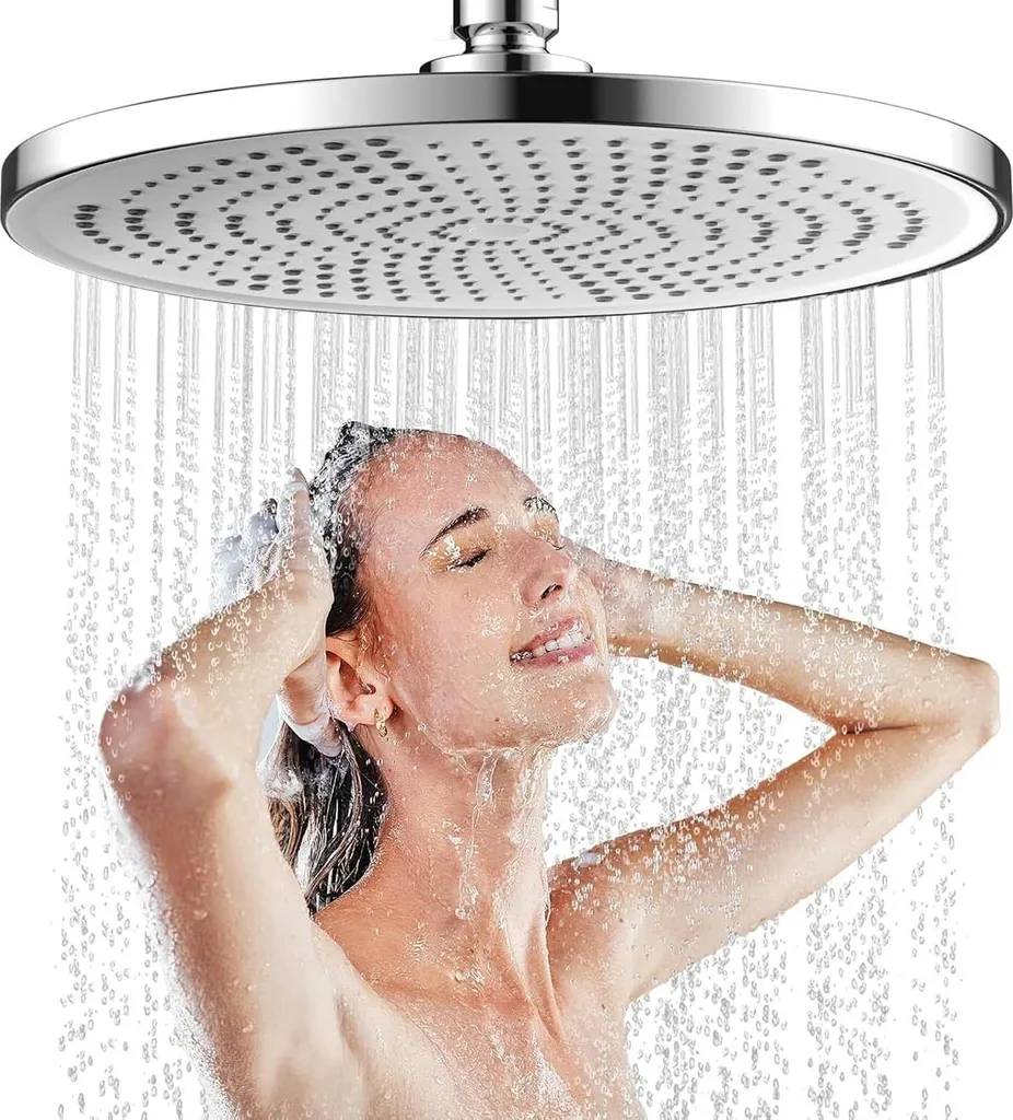 Pomme de douche effet pluie 25 cm réglable et haute pression - Chromé