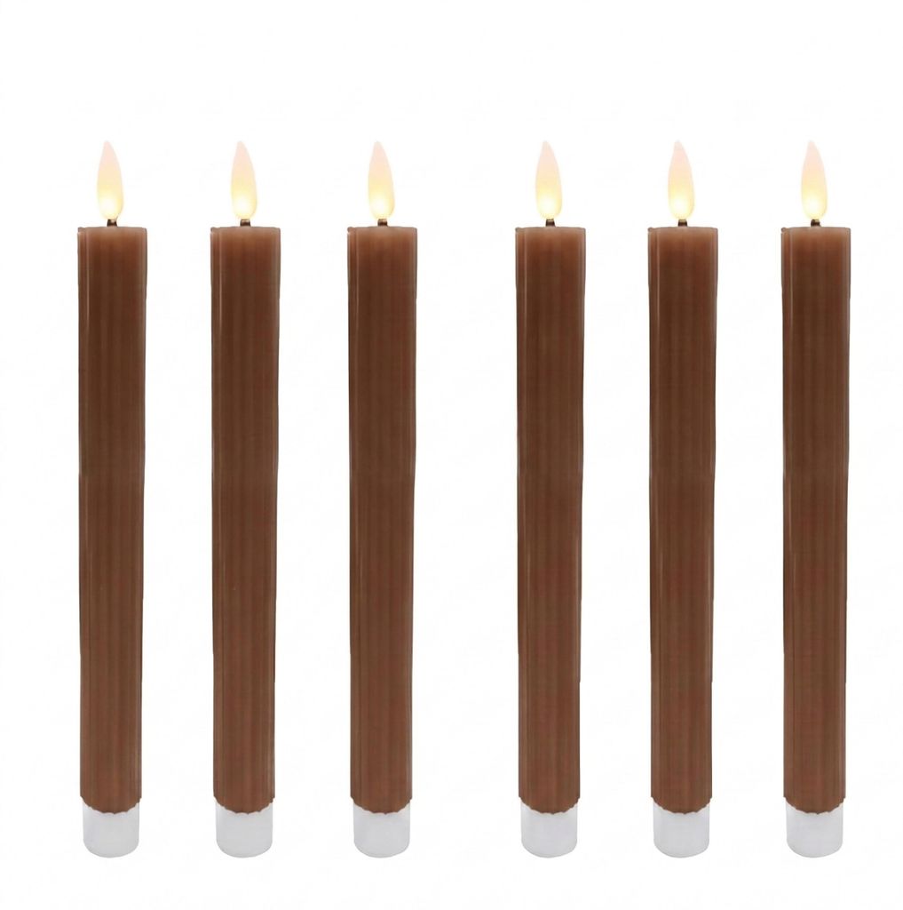 Candele a bastoncino LED Relaxdays, set da 6, A x P: 25 x 2 Immagine del prodotto 