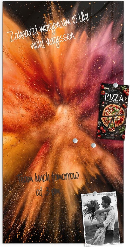 Magnettafel 50x100cm Pinnwand Whiteboard beschreibbar - Farbenexplosion