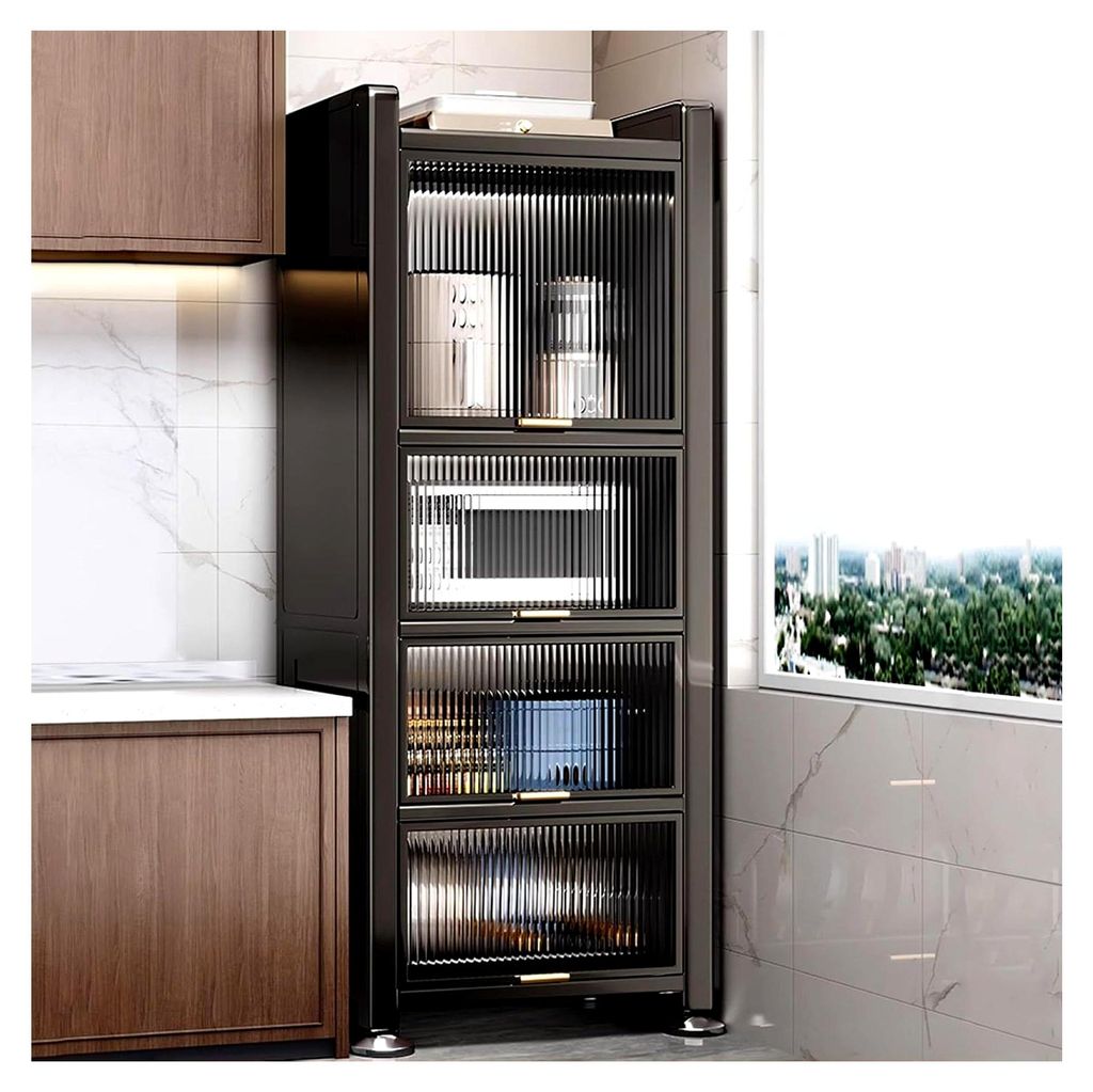 4-stöckiger Mikrowellenständer mit Rollen – Metallregal für vielseitige Lagerung in Küche, Wohnzimmer, Schlafzimmer, Badezimmer – stabil un...