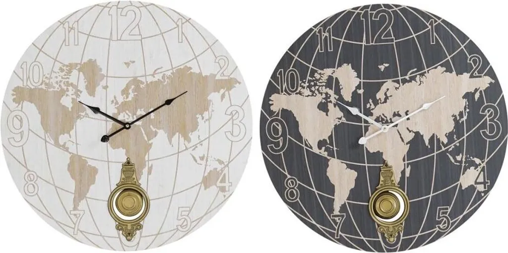 Horloge murale déco pour salon ou bureau motif voyageur 58 x 8 x 58 cm