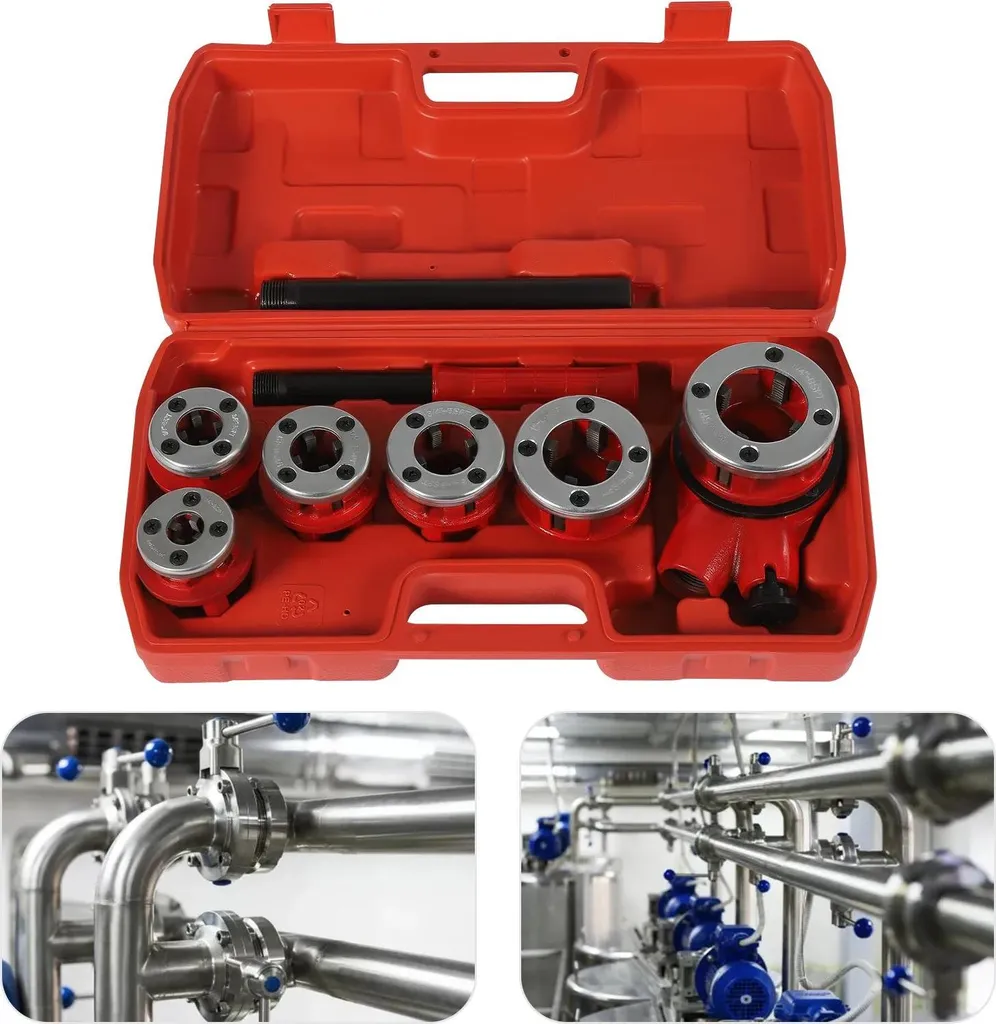 Filiera Manuale per Tubi 62C | Set 6 Teste Rosso | Idraulica Fai da Te