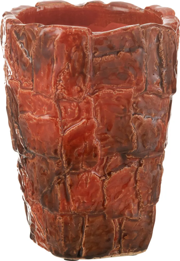 Vase Céramique Rouge Akane J-Line : Éclat et Style pour Coin Sombre