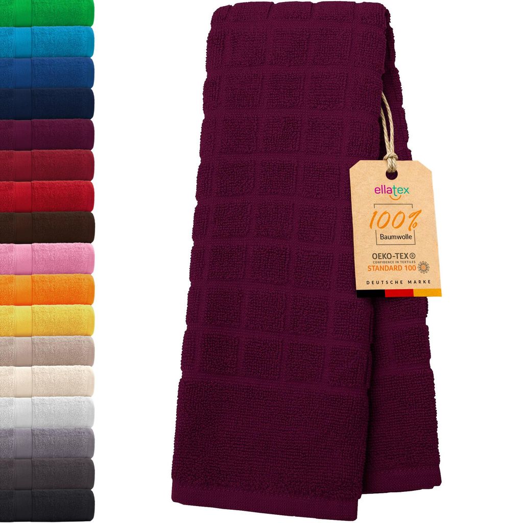EllaTex PARIS Duschvorleger 50x70 cm – 100% Baumwolle, 700 g/m², flauschige Badematte, in Farbe: Brombeere
