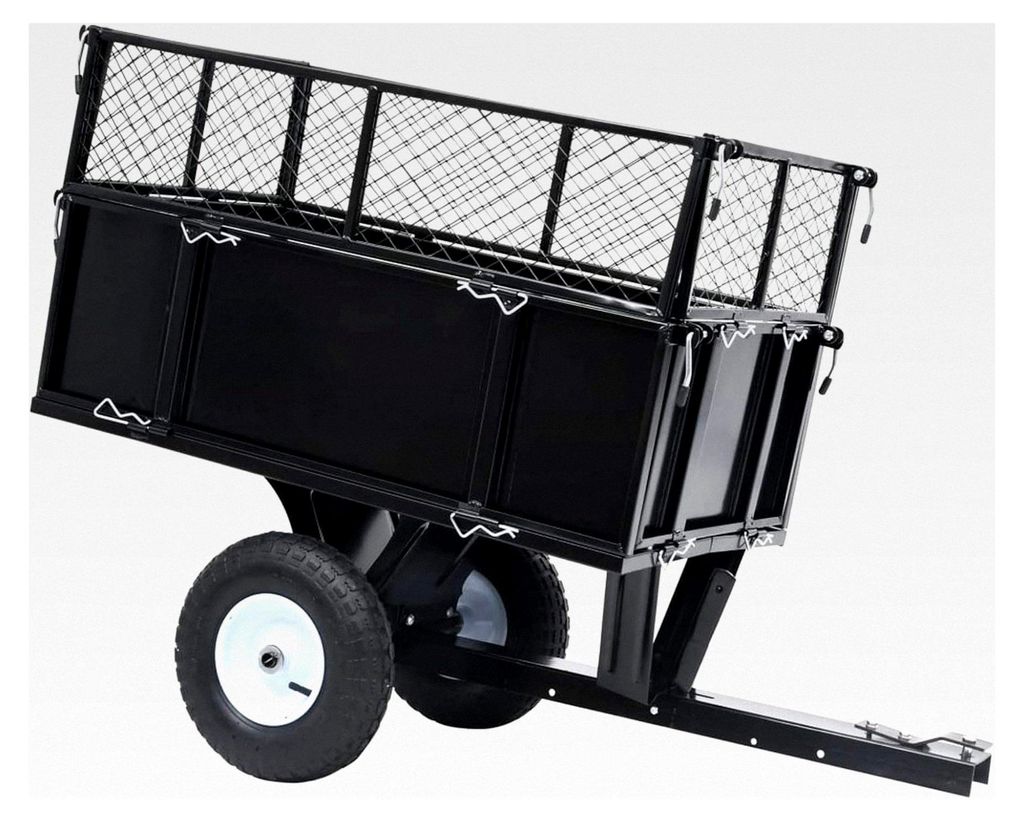 Kippanhänger für Rasentraktor mit Lufträdern, Gartenwagen 150 kg Tragfähigkeit