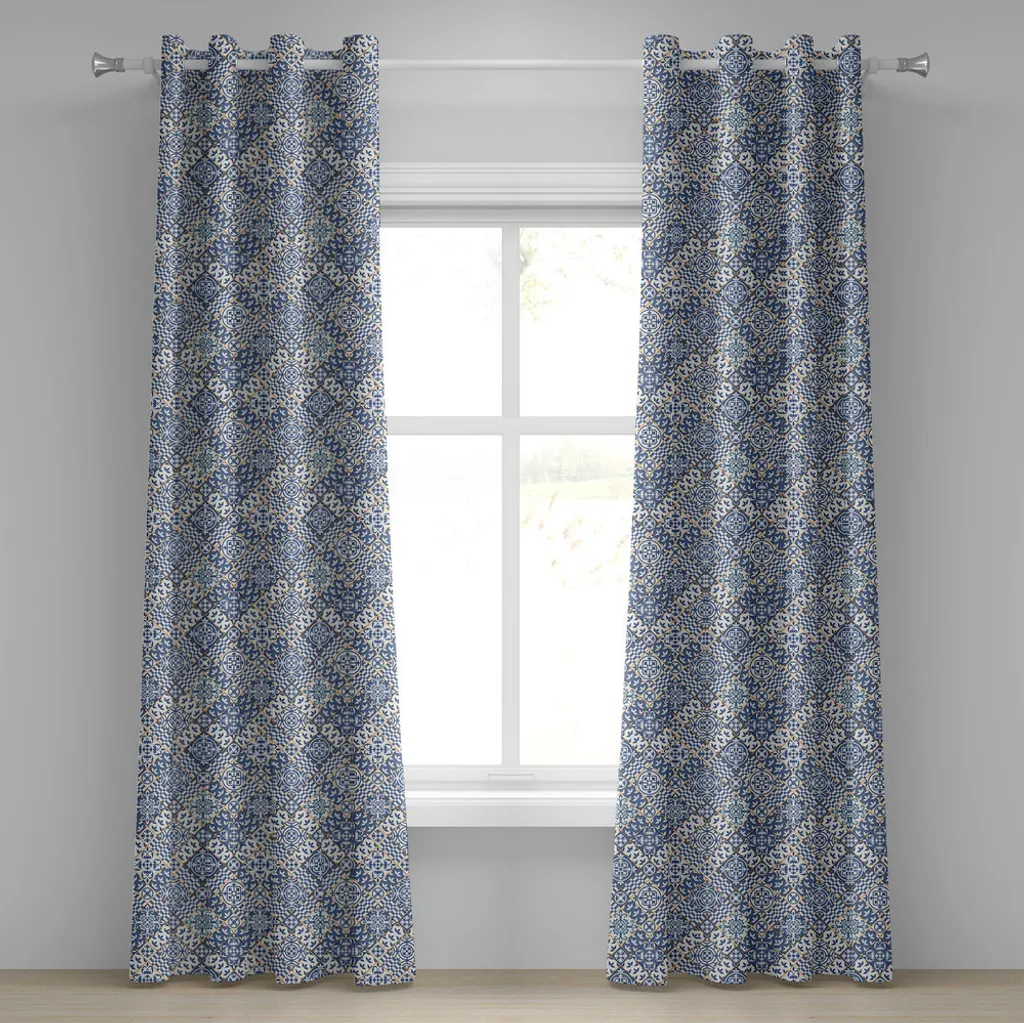 Paire de rideaux décoratifs motifs géométriques orientaux 280x245 cm
