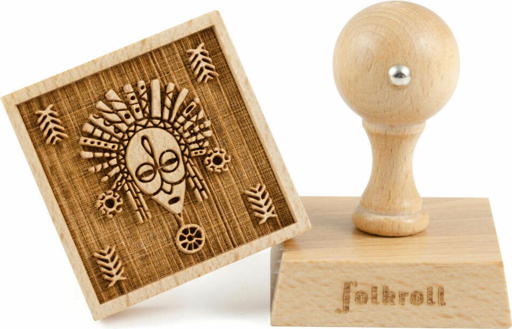Folkroll Keksstempel Afrikanische Maske, 55x55 mm, Cookiestempel, Backstempel, Keks, Stempel, Motiv, Buchenholz, 334867