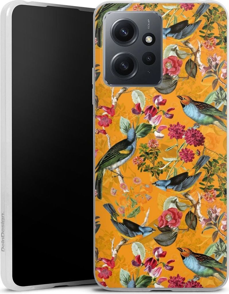 DeinDesign Slim Hülle für Xiaomi Redmi Note 12 4G Silikon Case Ultra Dünn Handyhülle Blumen Dschungel Vogel