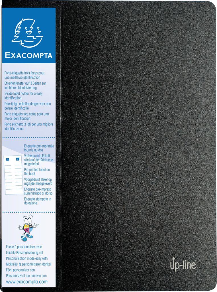 Exacompta 8x Schichtmappe PP 800μ 80 Hüllen Etikett 3 Seiten A4 Schwarz 88801E