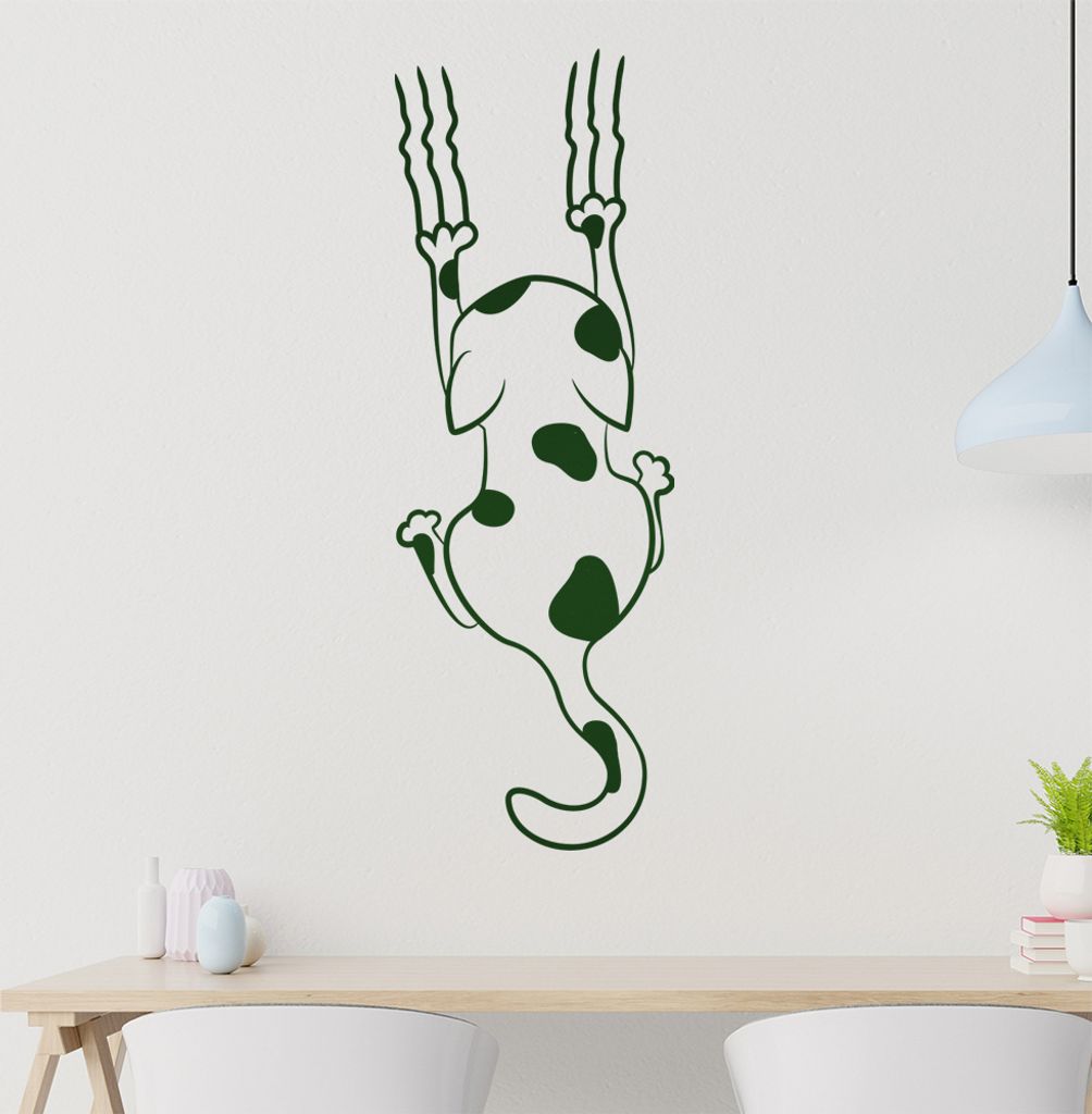 Katze rutschen Krallen Wandtattoo in 6 Größen - Wandaufkleber Wall Sticker - Dekoration, Küche, Wohnzimmer, Schlafzimmer, Badezimmer