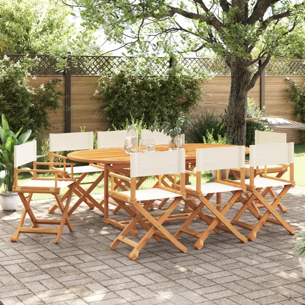 Möbel Klappbare Gartenstühle 8 Stk. Cremeweiß Stoff - Gartensessel 3208912