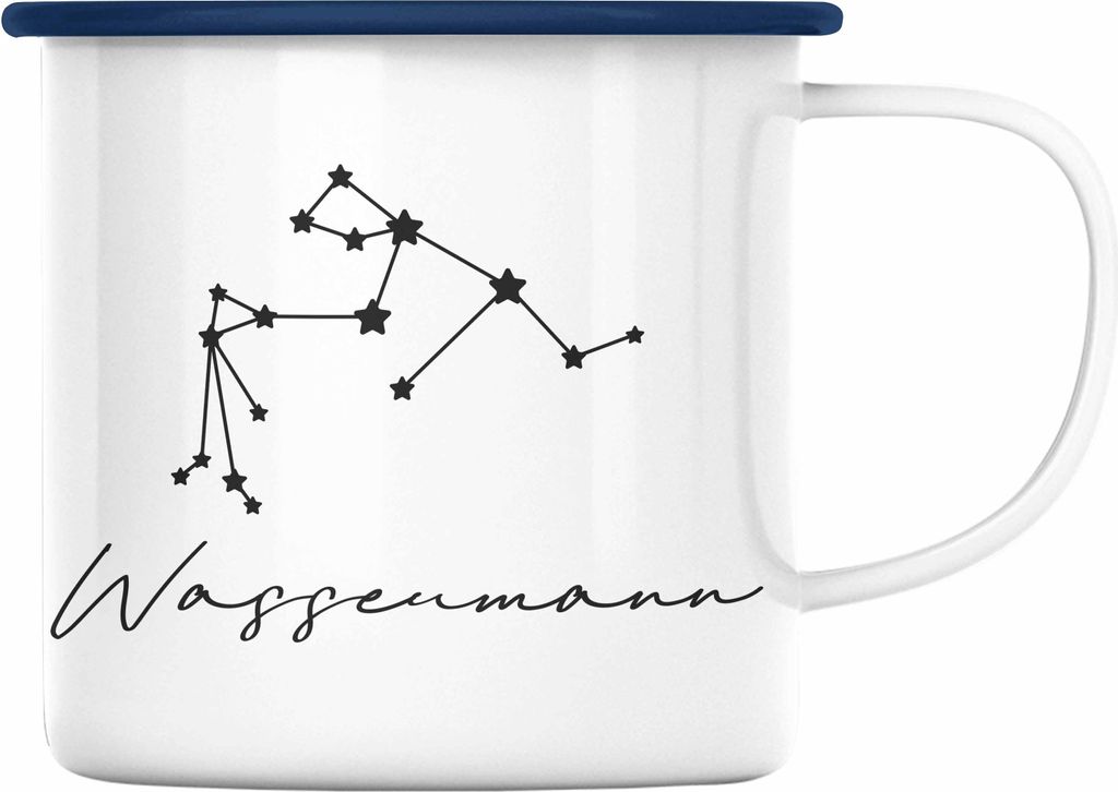 Trendation - Wassermann Sternzeichen Emaille Tasse Geschenk Produktbild 