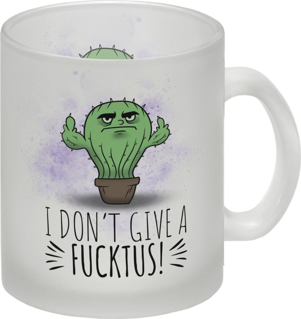 I don't give a Fucktus Glas Tasse mit genervtem Kaktus