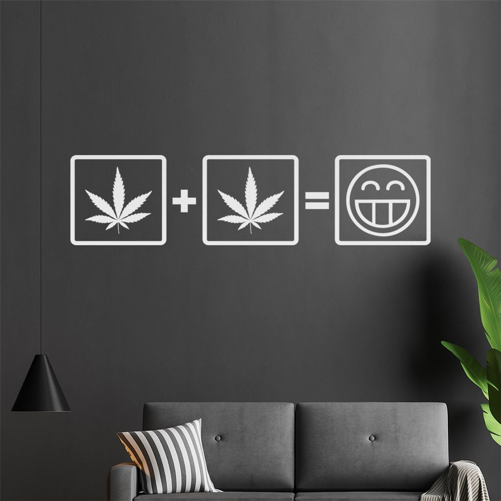 Hnafblatt + Hanfblatt Wandtattoo in 6 Größen - Wandaufkleber Wall Sticker - Dekoration, Küche, Wohnzimmer, Schlafzimmer, Badezimmer