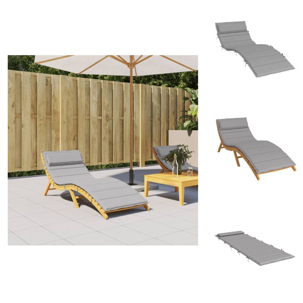 vidaXL Sonnenliegen-Auflage Grau 180x60x3 cm Oxford-Gewebe - Sitzpolster