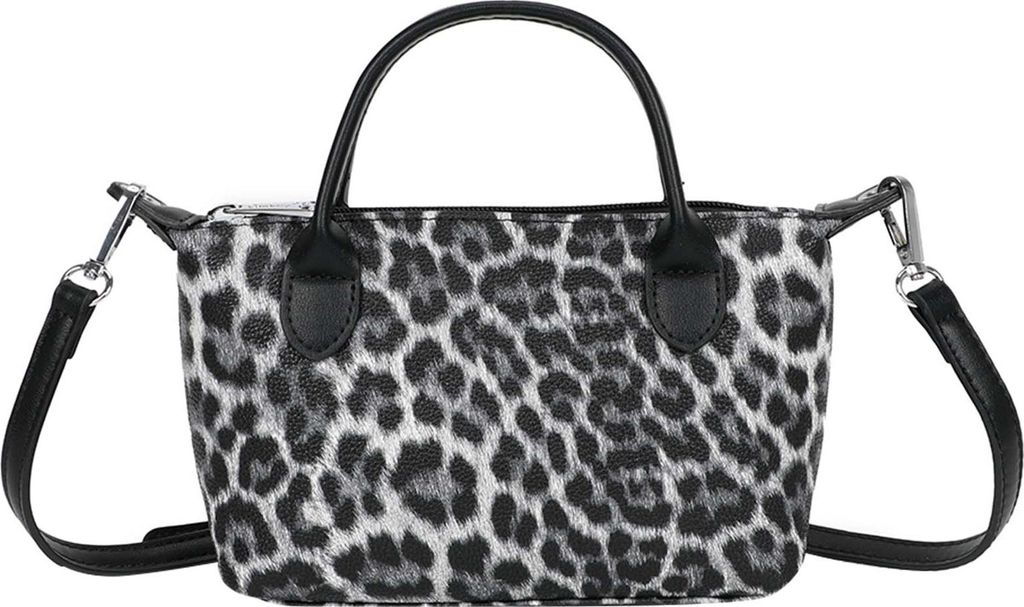 Gallantry, Damentasche mit abnehmbarem Schulterriemen und Leopardenmuster, Leopard Schwarz