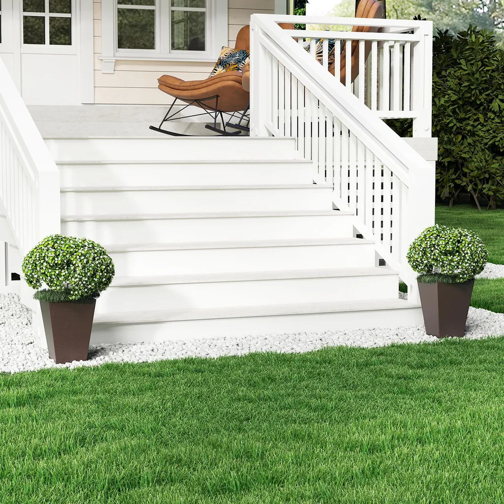 Pot de Fleurs Résistant aux Intempéries avec Trous de Drainage 2pcs - 8
