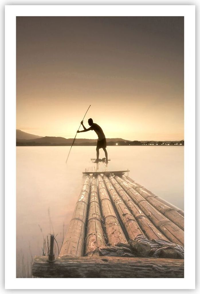 Poster - Poster ohne Rahmen - Floß Westen die Sonne - 61x91,5 cm - Wand Bild - Wanddeko - Wandbilder - Kunstposter - Wandposter - Bilder - Kunstdr...