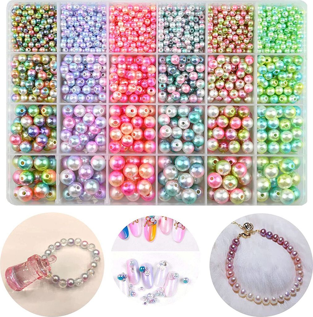 1 Box-Handwerksperlen langlebige glatte Oberfläche runde farbenfrohe Kunstperlenperlen für Armbänder Halsketten Schmuckherstellung