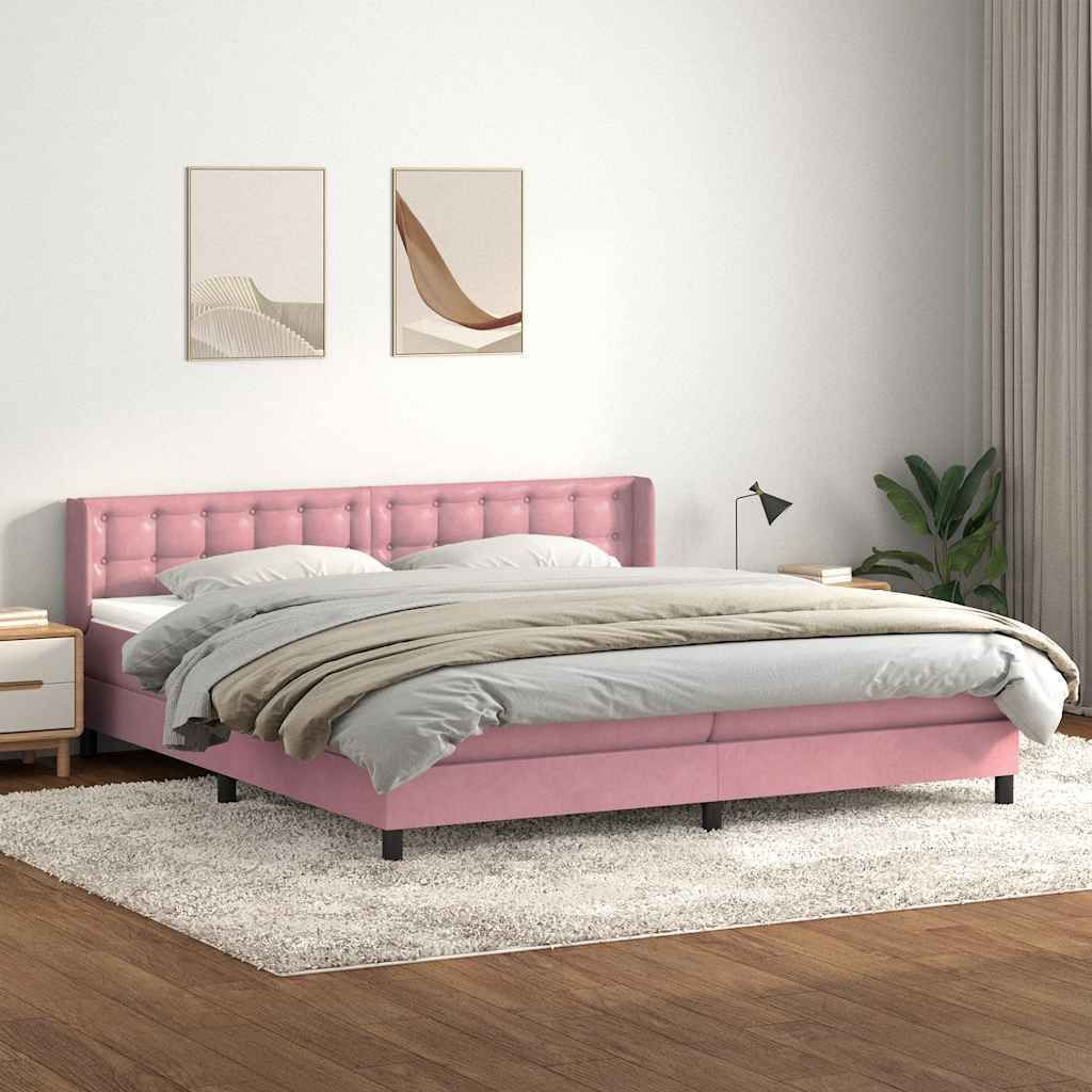 Möbel Boxspringbett mit Matratze Rosa 180x210 cm Samt - Klassische Betten 3318464