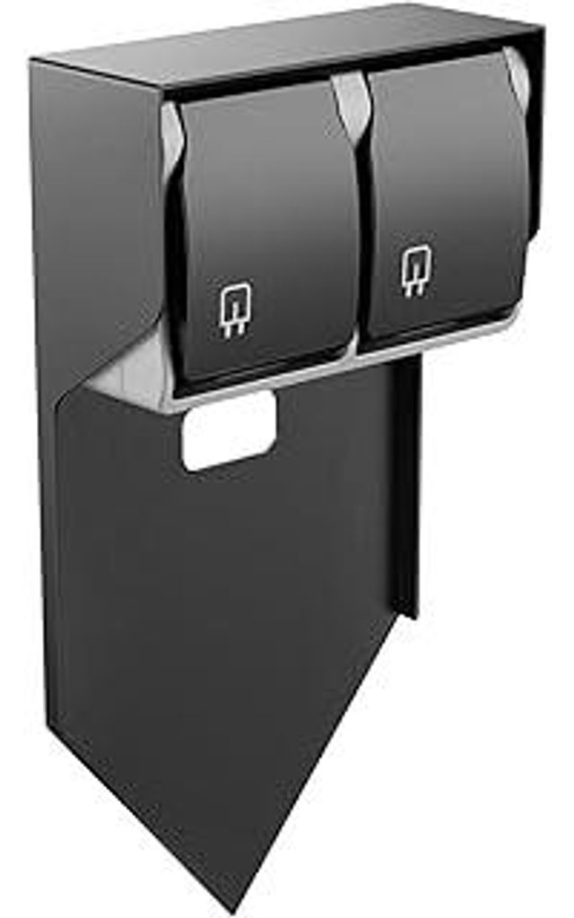 2-Fach Garten Steckdosensäule, Gartensteckdose Aussen Wasserdicht, Außensteckdosensäule mit IP44 Schutzklasse für Außenbereiche, Schwarz