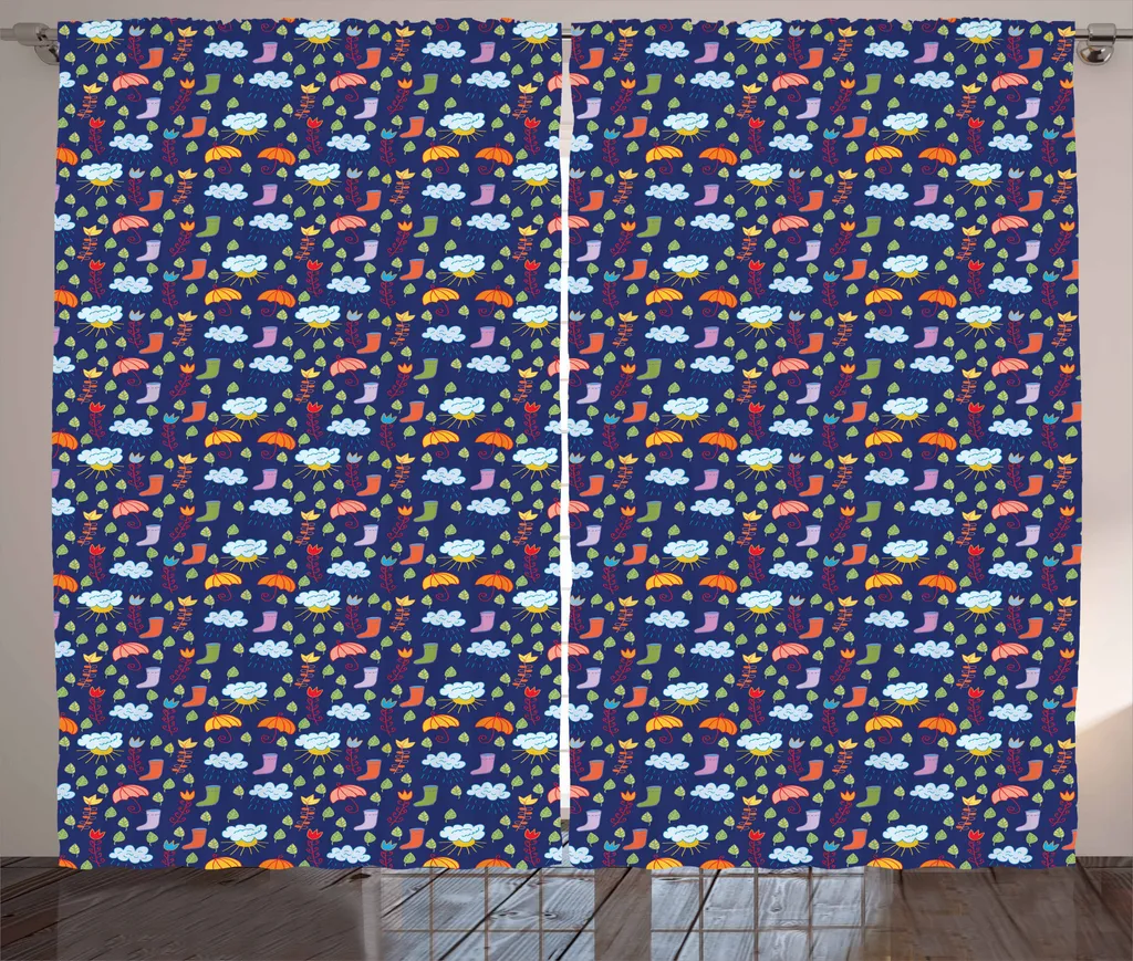 Tenda Country ABAKUHAUS 280x175 | Motivo Fiori e Foglie per Soggiorno