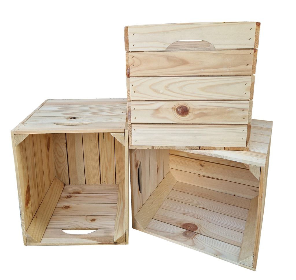 Holzkisten 3er mit Griffen passend zum Kallax Regal, Sehr stabile Aufbewahrungsbox