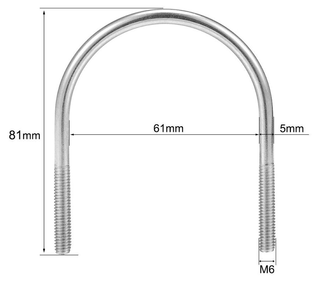 4 Stš¹ck Bš¹gelschraube Bš¹gelbolzen M6 304 Edelstahl U-Schraube Befestigungselemente fš¹r 60mm Rohrdurchmesser